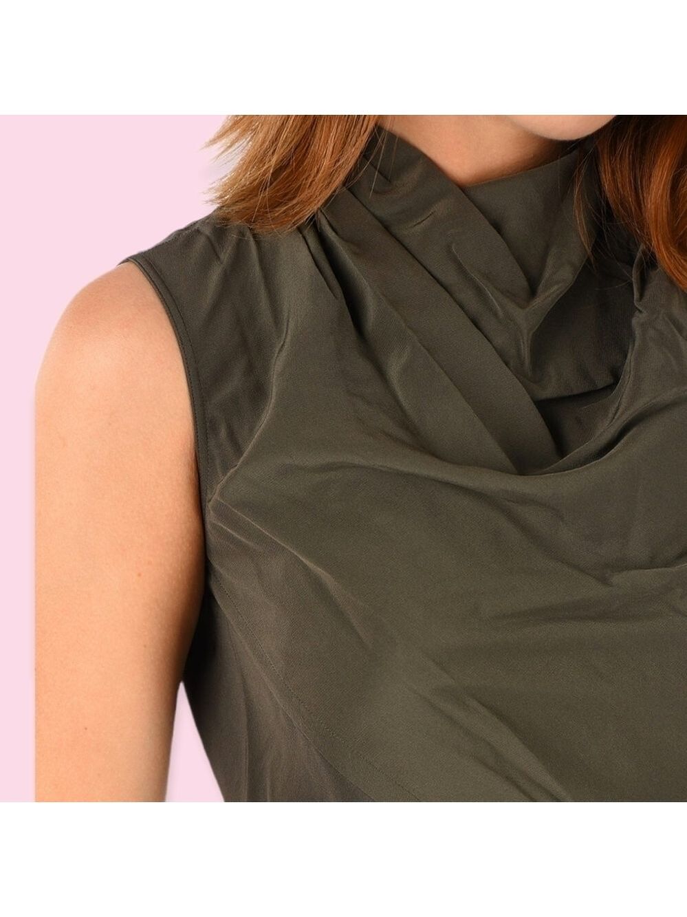 Rick Owens High Drape Neck Exposed Zipper Sleeveless Blouse Gray Dark Dust Sz 8 - Picture 10 of 10